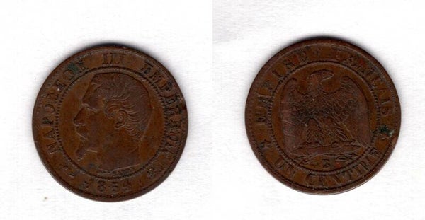 France. One Centime 1854B.   dy22656