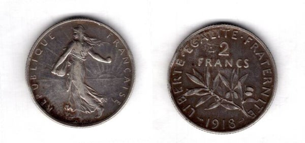 France. Two Francs 1918.    dy22660