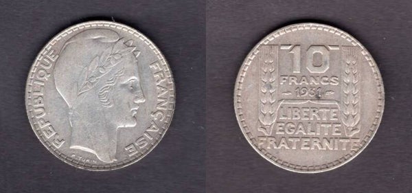 France. Ten Francs 1931.   dy22662