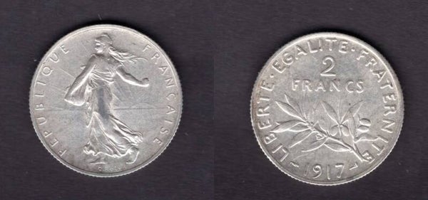 France. Two Francs 1917.   dy22664