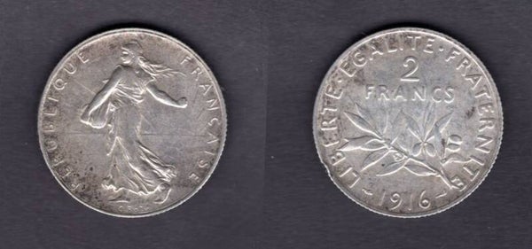 France. Two Francs 1916.   dy22666