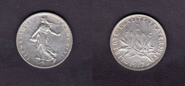 France. One Franc 1917.   dy22669