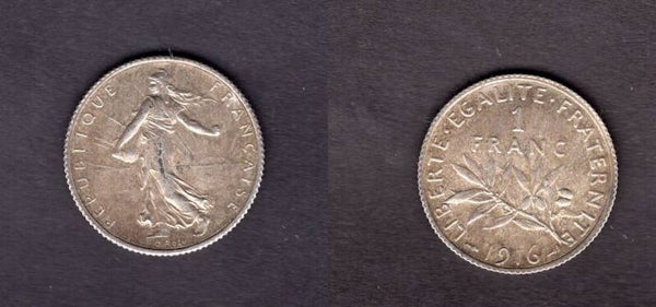 France. One Franc 1916.   dy22677