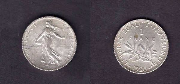 France. One Franc 1920.   dy22679