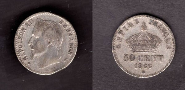 France. 50 Centimes 1866BB.   dy22682