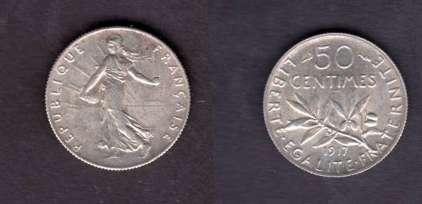 France. 50 Centimes 1917.   dy22689