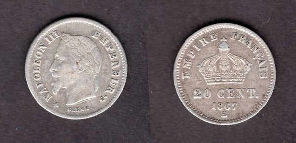 France. 20 Centimes 1867BB.   dy22691