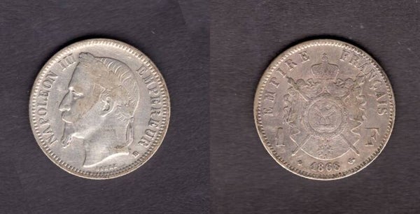 France. One Franc 1868BB.   dy22695