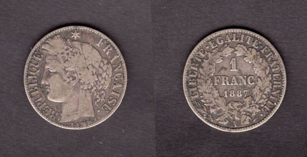 France. One Franc 1887A.   dy22697
