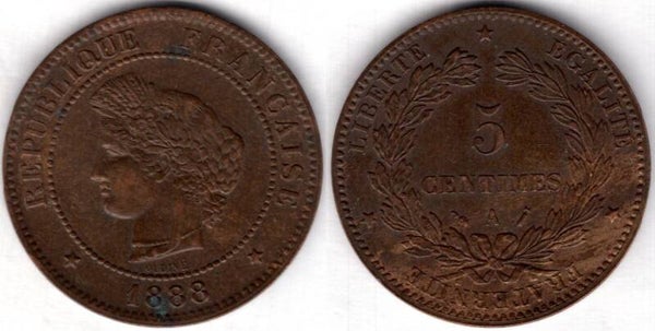 France. Five Centimes 1888A.   dy22729