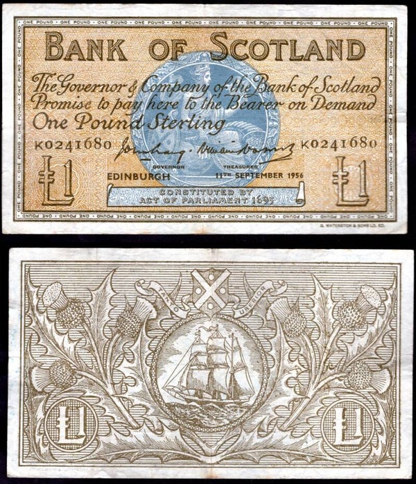 Bank of Scotland. Sep 1956 Good F-VF.  dy22801