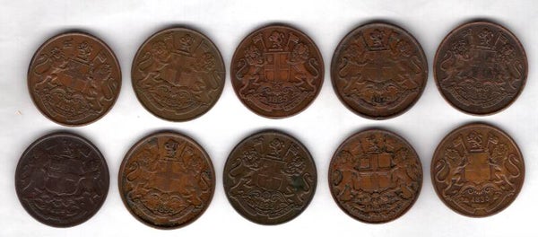 East India Company, 10 x 1/4 Anna. DY22817