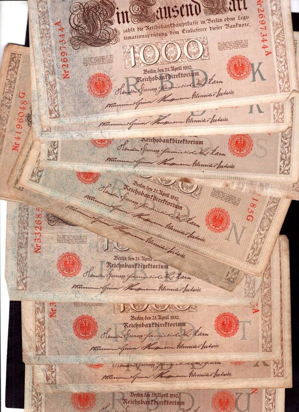 Germany. 1,000 Mark 1910 x 78, from circulation.  dy22820