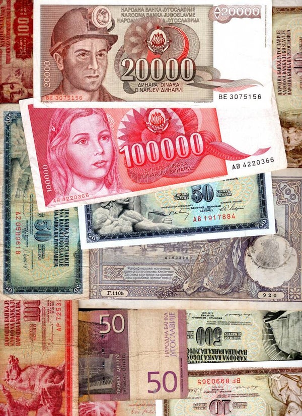 Yugoslavia. 69 banknotes, from circulation.  dy22934