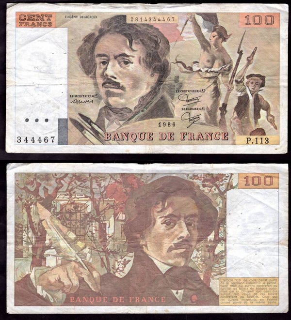 France. 100 Francs 1986 Fine.     dy22949