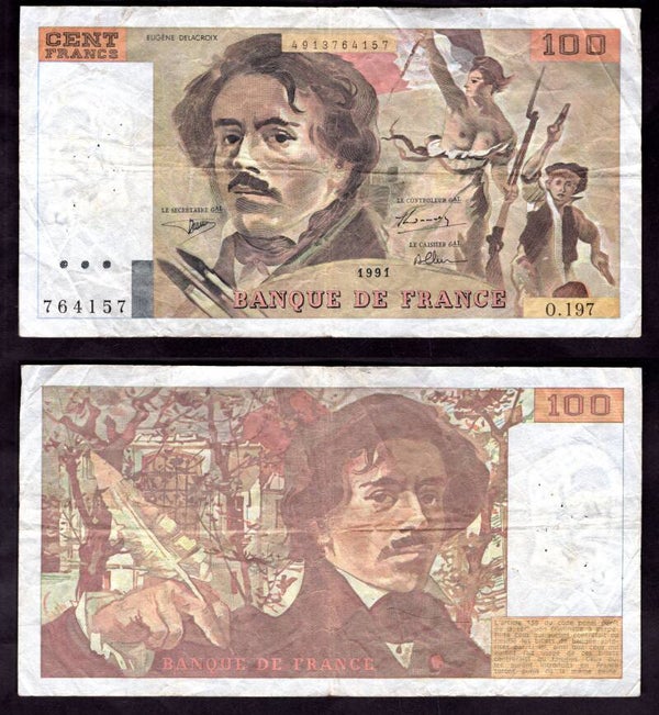 France. 100 Francs 1991 Fine.    dy22952