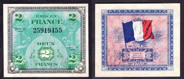 France. Allied Military. Two Francs 1944 25919455 Crisp GVF.     dy22957