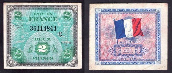 France. Allied Military. Two Francs 1944 36114844 Crisp VF.      dy22958
