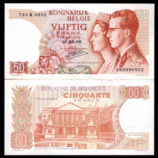 Belgium. 50 Francs 1966 GVF+.   dy22991