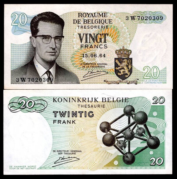 Belgium. 20 Francs 1964 series 3W GVF+.  dy22992