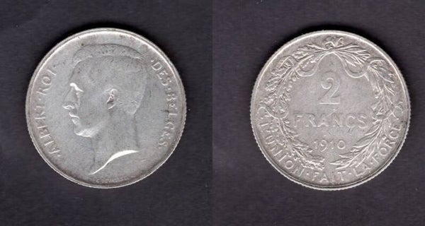 Belgium. Two Francs.   1910   dy22994