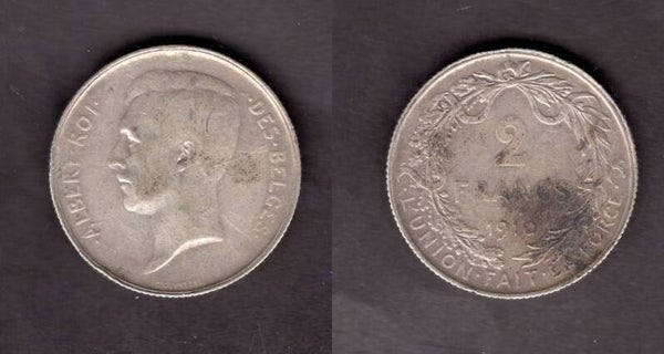 Belgium. Two Francs 1910.    dy22995