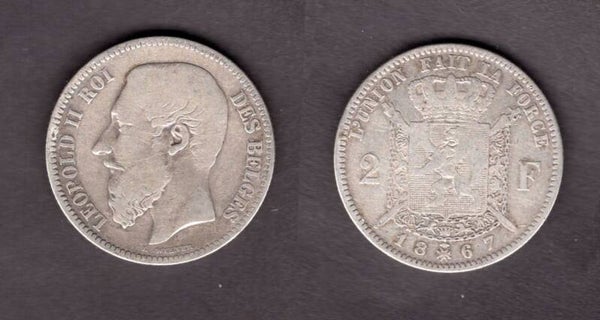 Belgium. Two Francs 1867.    dy22996