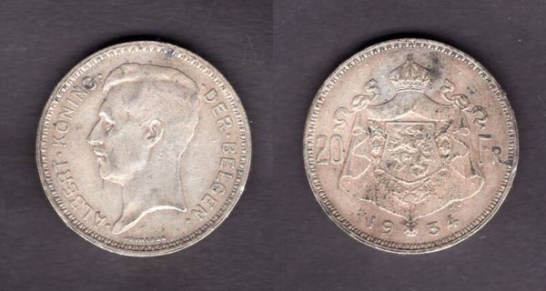Belgium. 20 Francs 1934.   dy22998