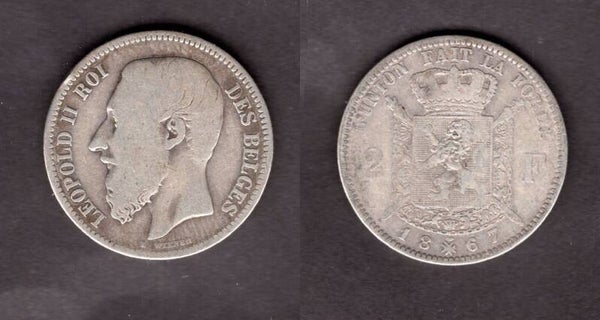 Belgium. Two Francs 1867.   dy22999