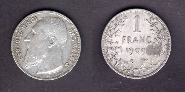 Belgium. One Franc 1909.   dy23007