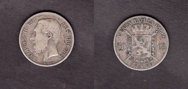 Belgium. 50 Centimes 1866.    dy23014