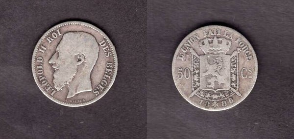 Belgium. 50 Centimes 1886.   dy23015