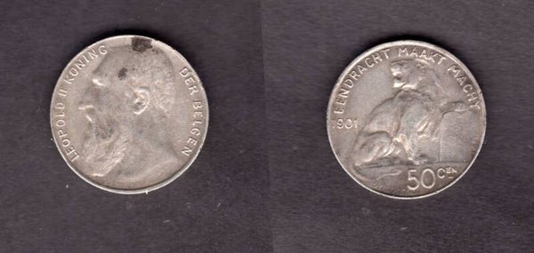 Belgium. 50 Centimes 1901.   dy23016