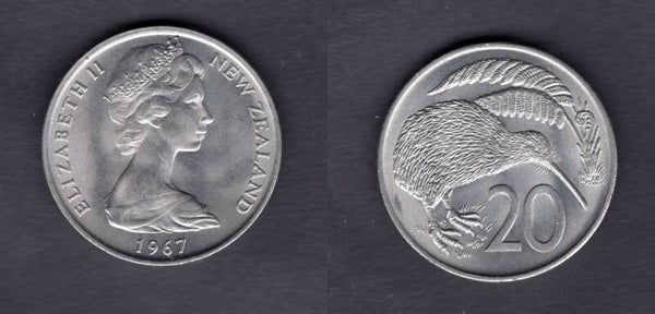 New Zealand. 20 Cents 1967  dy23130