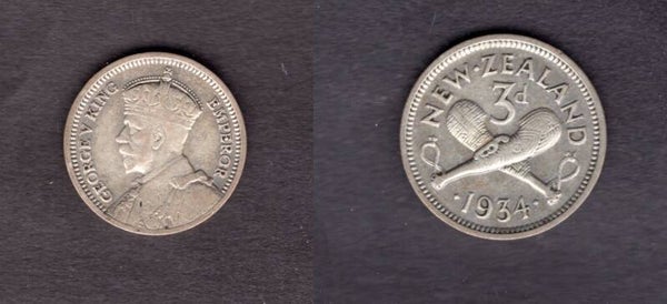 New Zealand. Threepence 1934.  dy23138