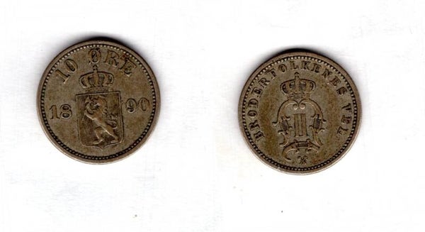 Norway. Ten Ore 1890.   dy23159