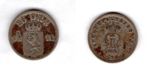 Norway. 25 Ore 1876.   dy23160