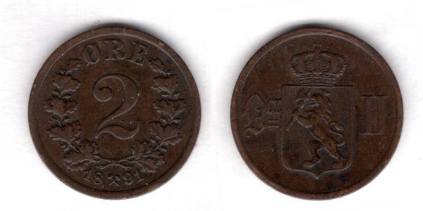 Norway. Two Ore 1891.   dy23163
