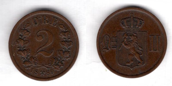 Norway. Two Ore 1889.   dy23165