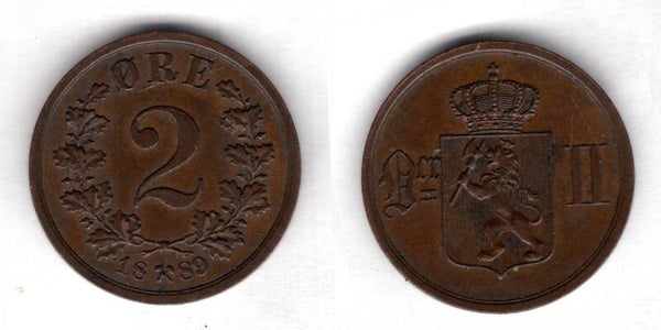 Norway. Two Ore 1889.   dy23166