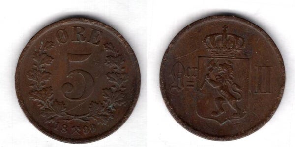 Norway. Five Ore 1899.   dy23169