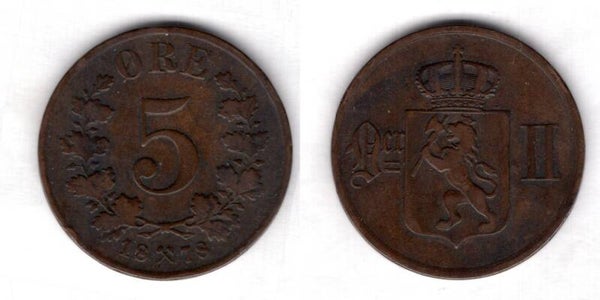 Norway. Five Ore 1878.   dy23171
