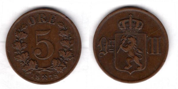 Norway. Five Ore 1878.   dy23173