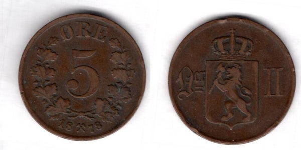 Norway. Five Ore 1878.   dy23174