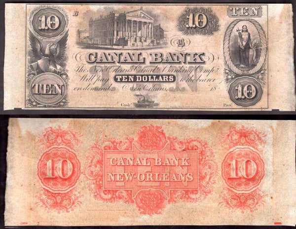 USA, Canal Bank, New Orleans, $10 (1840s), remainder AU-UNC. DY23177