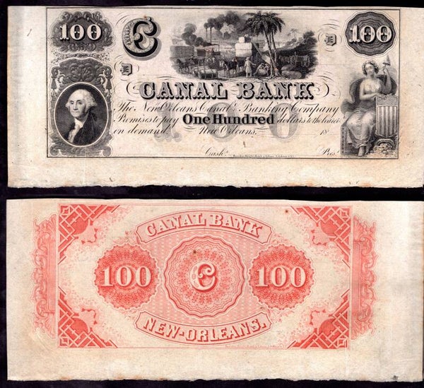 USA, Canal & Banking, $100 remainder (1850s) .AU. DY23178