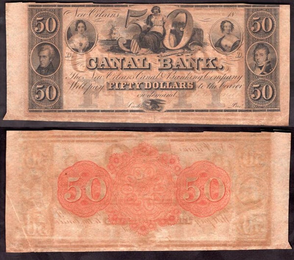 USA. Canal Bank New Orleans $50 (1840s) Remainder GEF. DY23181