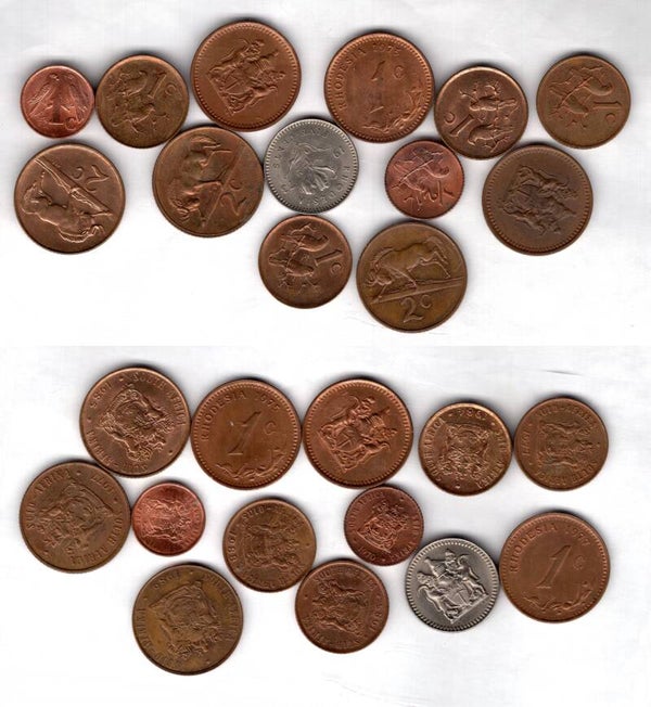 Rhodesia & South Africa. 13 coins.  dy23290