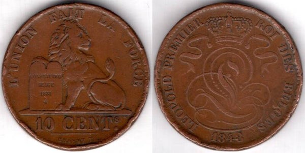 Belgium. 10 Centimes 1848.    dy23365