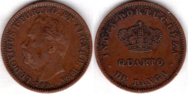 Portuguese India. 1/4 Tanga 1886.   dy23371